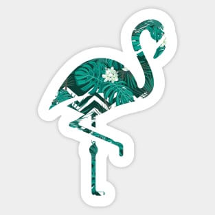 Tropical Floral Flamingo Blue Sticker